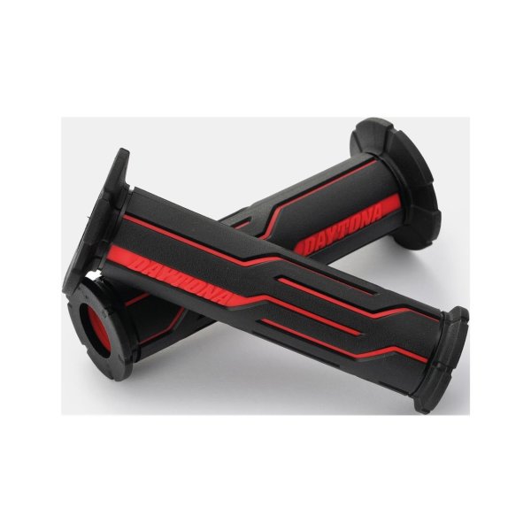 Motorcycle grip rubber handlebar grips black red D-Line Daytona