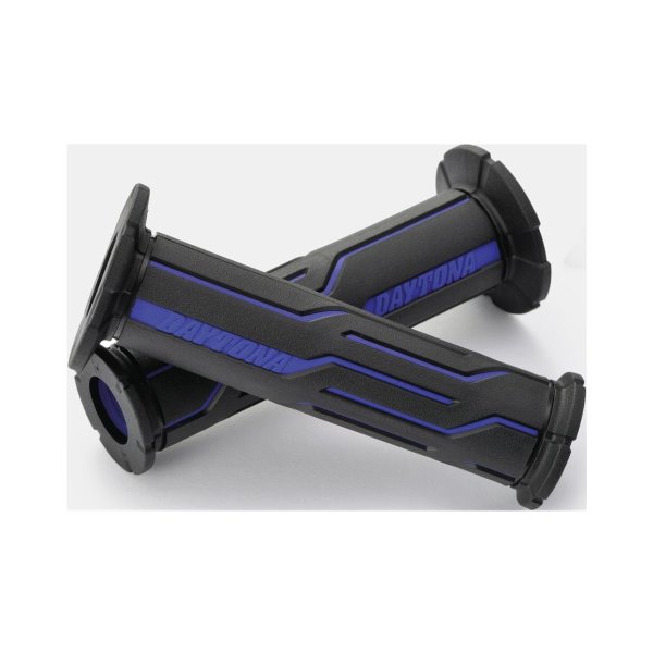 Motorcycle grip rubber handlebar grips black blue D-Line Daytona