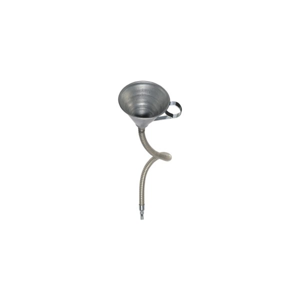 Metal funnel with flexible outlet tube and metal sieve Bikeservice
