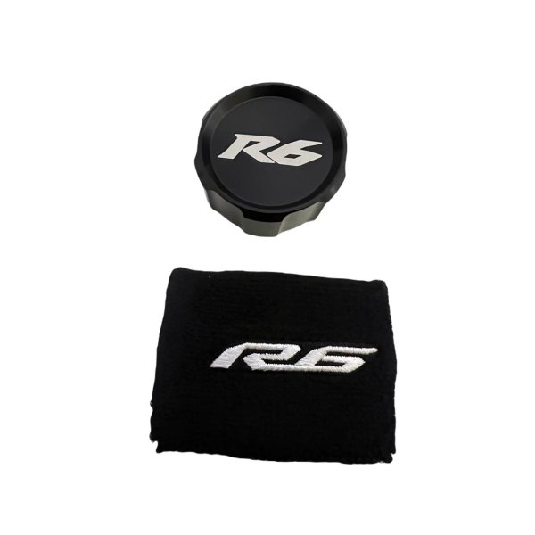 Bremsflüssigkeitsdeckel mit R6 Logo schwarz + Manschette R6 Yamaha YZF R6 C3/6