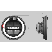 Headlight main headlight LED 6 1/2 inch black e-tested motorcycle